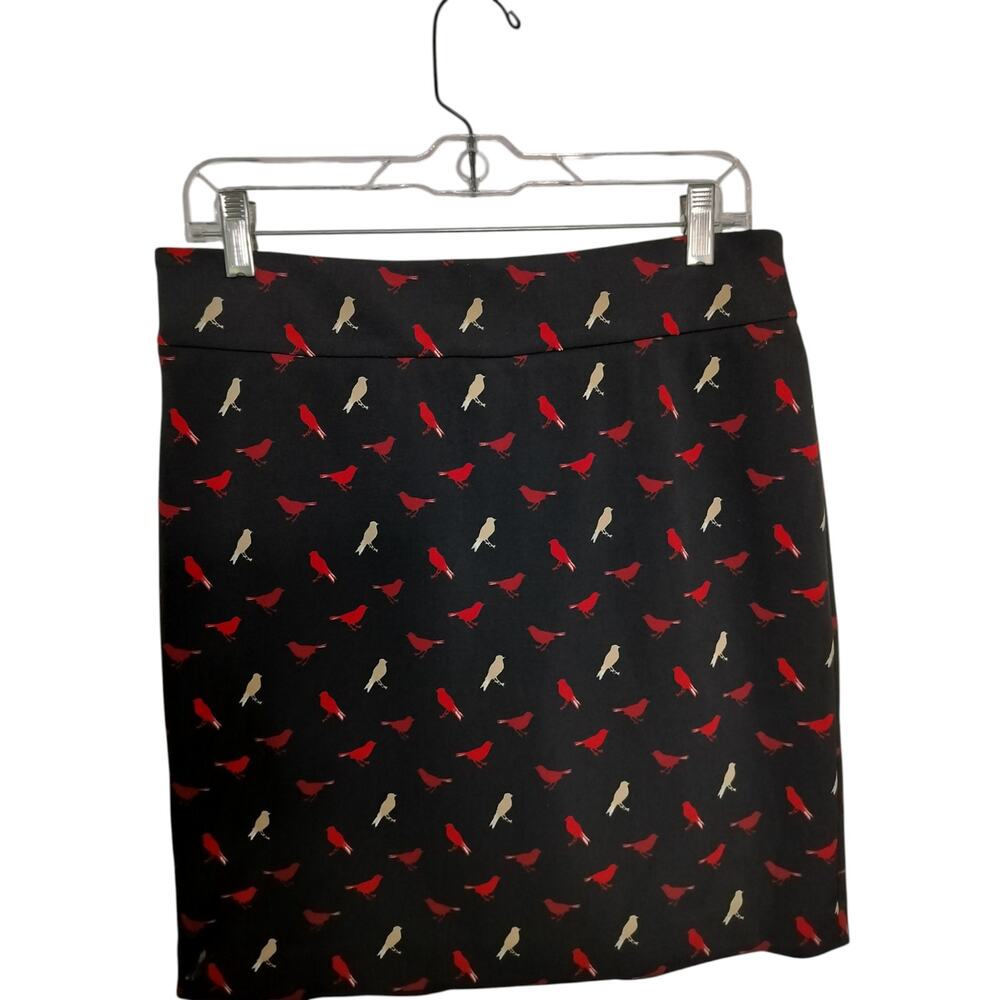 5434) Vivienne Tam 8 Birds Print Preppy Straight Mini Skirt